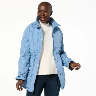 Abrigo Sporto Rosa Acolchado Resistente al Agua Anorak Talla Pequeña Azul Exterior Nieve NUEVO Foto 1 de 4