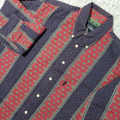 Vintage Jack Nicklaus Shirt Mens Large Paisley Blue Red Striped Button Down - Image 1 of 4