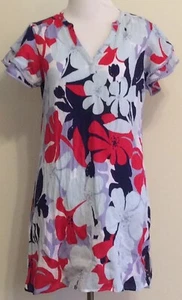 HIHO kurzes Kleid Tortola BVI leicht blau rot Hibiskus Blumenmuster tropisch - Bild 1 von 5