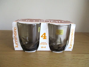 Set 4 Luminarc Lowball Smoked Glass Drinking Tumblers Made France 16cl Glasses - Imagen 1 de 4