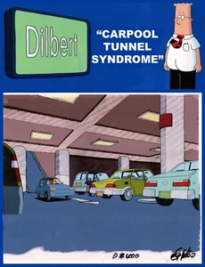 (Sale) DILBERT Animation Cel: "CARPOOL TUNNEL SYNDROME"  w/Semi-Glossy BG - Picture 1 of 3