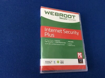 Webroot Secure Anywhere Internet Security Plus 3 Devices 1 Year, PC, Mac, Mobile - Image 1 of 2