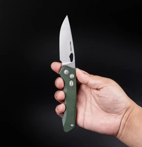 Real Steel Griffin Folding Knife 3.5" 14C28N Sandvik Steel Blade Micarta Handle - Picture 1 of 13