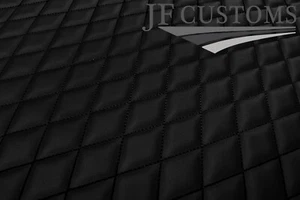 BLACK DIAMOND STITCH QUILTED VINYL PADDED PANEL LUXURY PREMIUM 125CM X 85CM - Picture 1 of 4