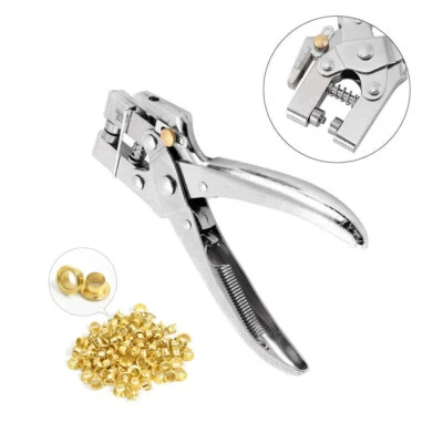 ARTS-AND-CRAFTS-WORLD-UK Eyelet Plier Punch Tool Heavy Duty DIY Leather Craft Kit With 100 Metal Eyelets
