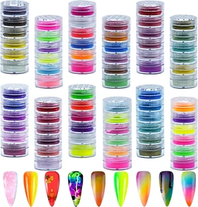 36 Colors Pigment Powder for Nails Fluorescent Nail Powder Colorful Pearlescent - Picture 1 of 7