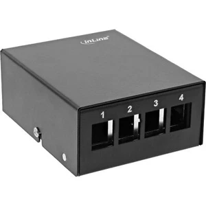 InLine® Patchfeld-Dose Aufputz für 4x Keystone RJ45, Metall, schwarz RAL9005 - Bild 1 von 5