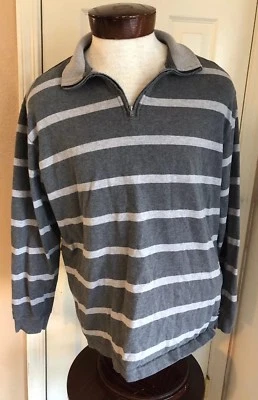 Chaps Grey Striped Half Zip Sweater Men’s XL - Image 1 of 4