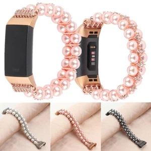 Für Fitbit Charge 2 3 4 Smartwatch Band Perlen Stretch Armbanduhr Linkarmband - Bild 1 von 32