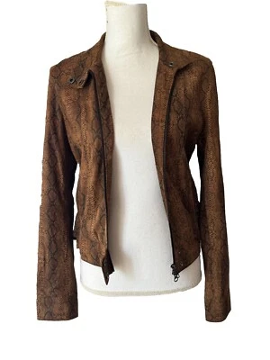 Anthro What Goes Around Comes Around 皮革女式蛇纹夹克 M 码 — 第 1/4 张图片