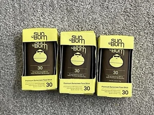 NUOVO (3 pezzi) Sun Bum Premium crema solare viso stick SPF 30 0,45 once - Foto 1 di 2