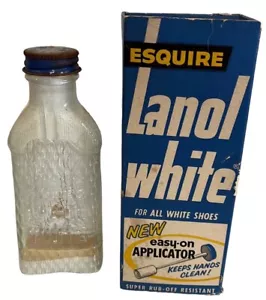 Vintage ESQUIRE Lanol weiße strukturierte Glasflasche mit Box ~ Film/TV Requisite ~ Display - Bild 1 von 10