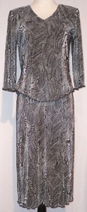 Connected Apparel Patterned Dress, Shoulder Pads, Belted, 4 Petite, Tiered - Picture 1 of 5
