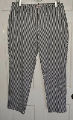 Pantalones chinos recortados MERONA clásicos azules a rayas de algodón Seersucker 12  Foto 1 de 4