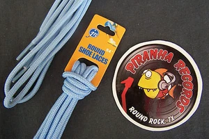 Baby Blue Thin Round 54" x (1/8"-3/8") JN Shoelaces Shoe Strings Piranha Records - Picture 1 of 3
