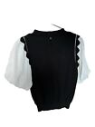 ontwelfth black white balloon sleeve scallop trim sweater-S Women’s 