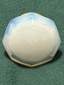 Vintage Ornate Fire Milk Glass Door Knob Octagon Shaped Blue Edging - Picture 1 of 13