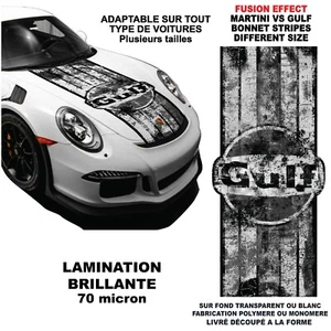 BONNET MARTINI VS GULF RACING STRIPES COMPATIBLE PORSCHE CAPOT LE MANS B&W - Foto 1 di 21