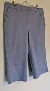 NWT Christopher & Banks Signature Slimming Blue Nautical Cropped Pants Capris 12 - Picture 1 of 6
