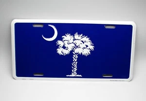 SOUTH CAROLINA STATE FLAG 3D EMBOSSED METAL CAR NOVELTY LICENSE PLATE AUTO TAG - Picture 1 of 15