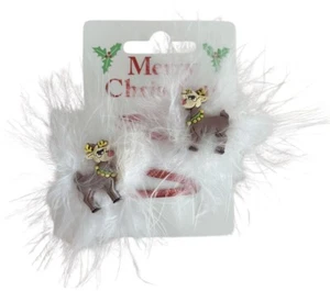 Par de pinzas para dormir Bendies de reno de Navidad con plumas a presión para el cabello - Imagen 1 de 4