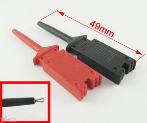 100 piezas sondas Grabbers SMD SMT IC gancho de prueba clip plano tamaño pequeño 49 mm rojo + negro - Imagen 1 de 5