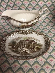 Johnson Brothers HERITAGE HALL Gravy Boat & Oval Underplate Minty! - Picture 1 of 7