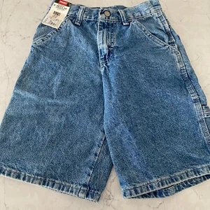 Pantalones Cortos Carpintero Wrangler Hero Niños 8 Denim Lavado Medio Doble Regla Bolsillo Nuevos con Etiquetas - Imagen 1 de 6