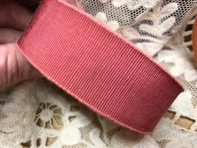 复古棉质粘纤边 Petersham 1 英寸丝带 1 码 法国制造 — 第 1/4 张图片