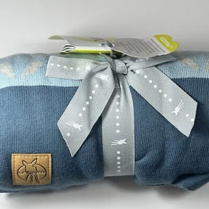 Bio Baumwolle Baby Decke Strick Double Face Lassig Glitzer Hellblau Neu mit Etikett 30x40" - Bild 1 von 12