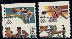 US #2048-51, 13¢ Olympics Dramatic Perf Error pairs –top stamps w/o denomination - Picture 1 of 1