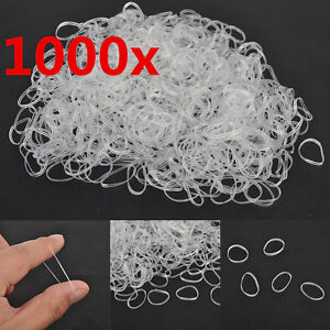 1000pcs Clear Ponytail Holder Elastic Rubber Band Hair Ties Ropes Rings New