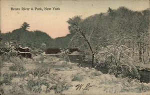 New York,NY Bronx River & Park Winter Scene 1908 New York City Postcard - Picture 1 of 2