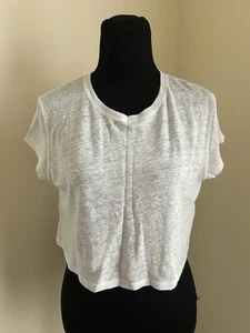 Top corto Zara 100 % lino blanco manga gorra talla L nuevo con etiquetas - Imagen 1 de 5