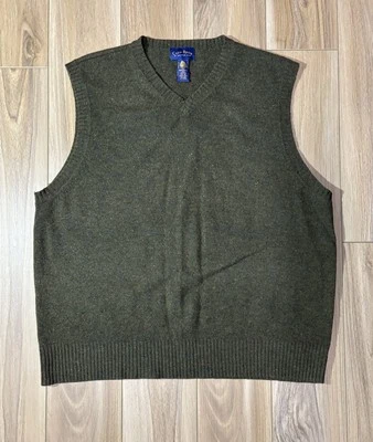 Club Room By Charter Club Forrest Green 100% Lambs Wool Vest XL V Neck - Image 1 of 4