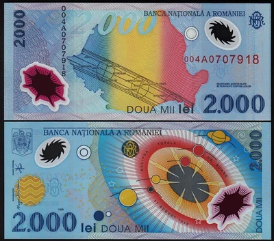 Romania 2000 Lei 1999, UNC, POLYMER, P-111 - Image 1 of 3