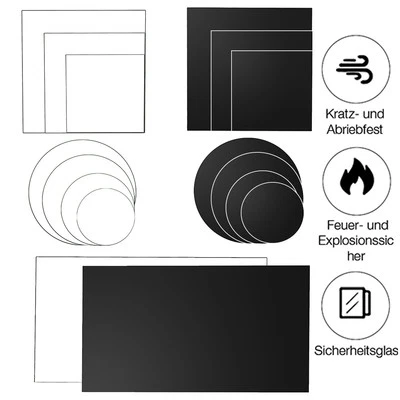 Kaminglas Tischplatte Bodenplatte Funkenschutz Sicherheitsglas Klarglas Schwarz - Bild 1 von 4
