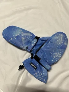 Lands End, Girls Size Medium Winter Mittens, Waterproof Blue With Stars - Picture 1 of 3