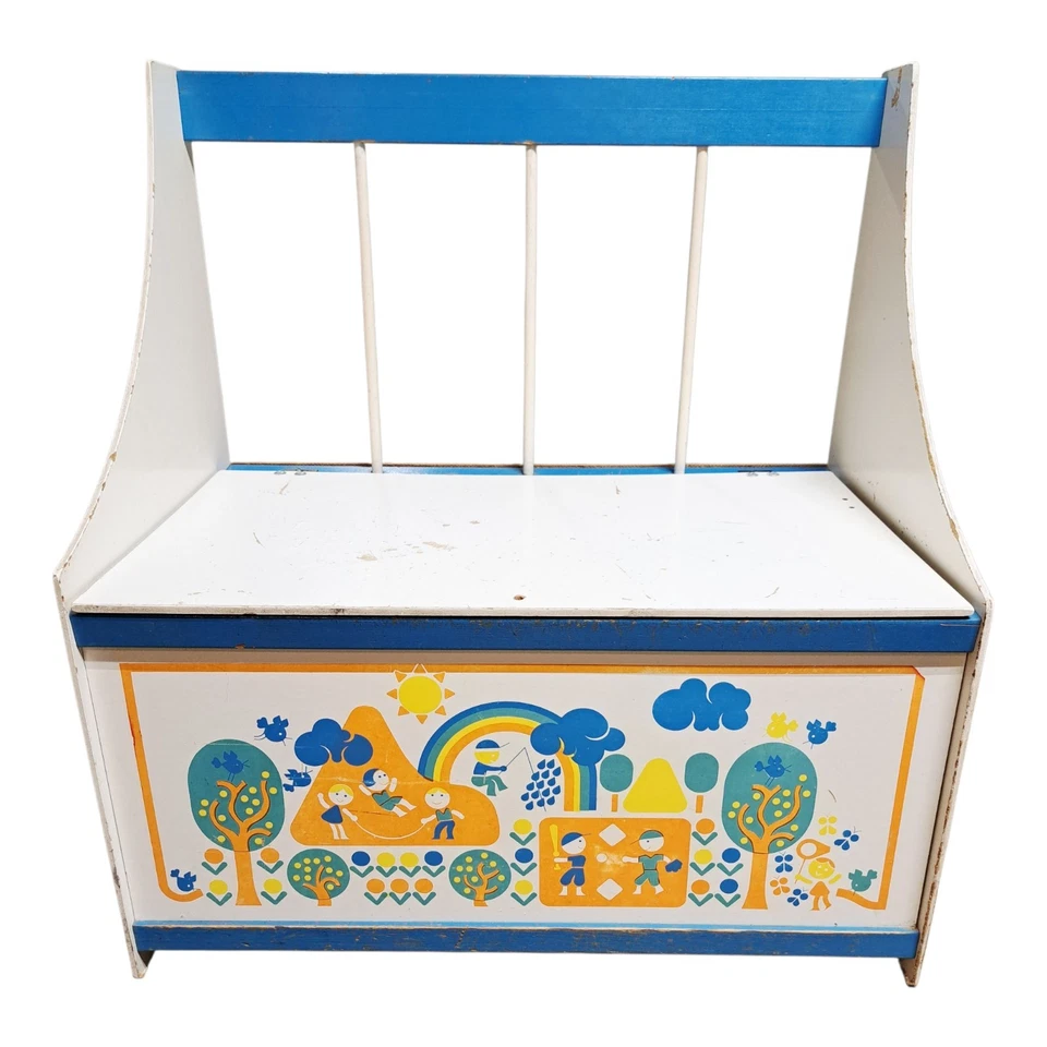 Vintage 1970's Toy Box Storage Chest W/ Bench Seat Collectible Furniture Toys - Image 1 of 4