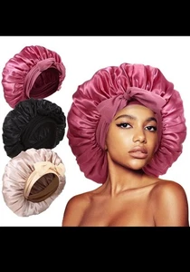 3pcs Kafteri Silk For Sleeping Satin Hair Bonnet For Sleeping Extra Large - Picture 1 of 4