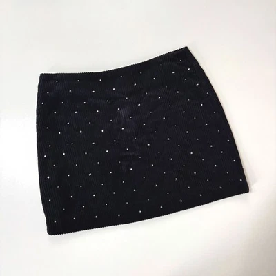 ПУСТАЯ NYC черный вельвет серебро с заклепками с подкладкой мини юбка размер 25 - Изображение 1 из 4