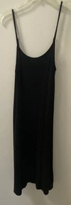 Giuliano Black Slip Dress S Spaghetti Strap Stretch Midi Minimalist Soft Knit - Picture 1 of 4