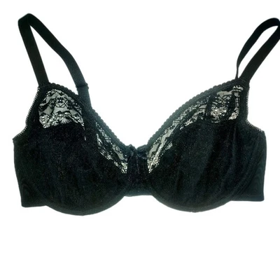 Sujetador de balcón 34D negro con aros geo encaje sin relleno Foto 1 de 4