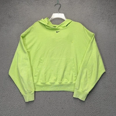 Nike Sudadera con Capucha Mujer Pequeña Verde Centro Swoosh Crop Atlético DEFECTOS Foto 1 de 4