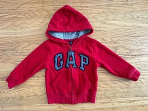 GAP Kids boys sz 4 red fleece zip hooded jacket - Picture 1 of 6