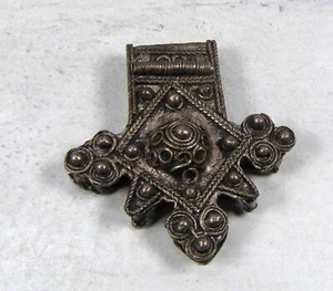 Vintage Moroccan Silver Handmade Cross Pendant Old Tribal - Picture 1 of 5
