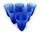 Set of 6 Cobalt Blue Satin Glass Triangular Bottom 8 oz. Glasses