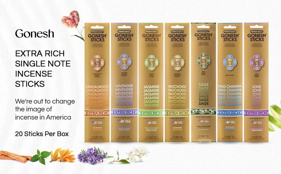 BUY 4 GET 4 FREE GONESH PREMIUM INCENSE STICKS 20 PACK💕 BUY 4 GET 4 FREE💥 - Image 1 of 4