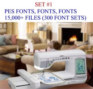 SET 1 15,000 PES Format Machine Embroidery Files (300 Font Sets) on USB - Picture 1 of 1