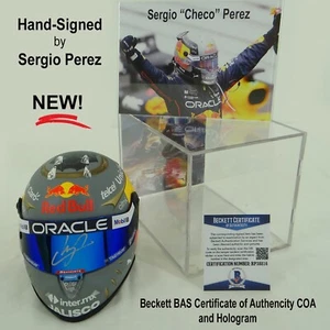 Sergio Perez Signed 2022 Red Bull F1 Brazil GP 1/2 Scale Helmet in Case BAS COA - Picture 1 of 17